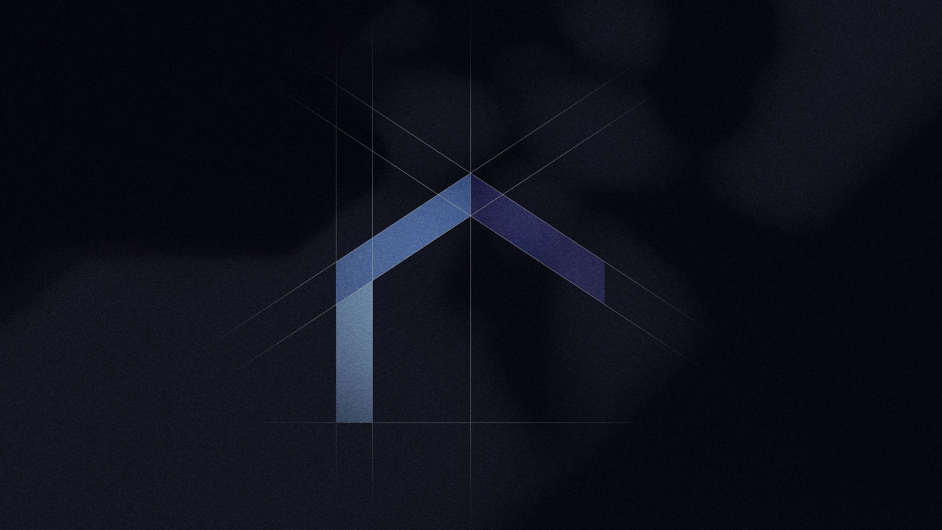 Detailed view of the design process for the My House figurative mark with auxiliary lines