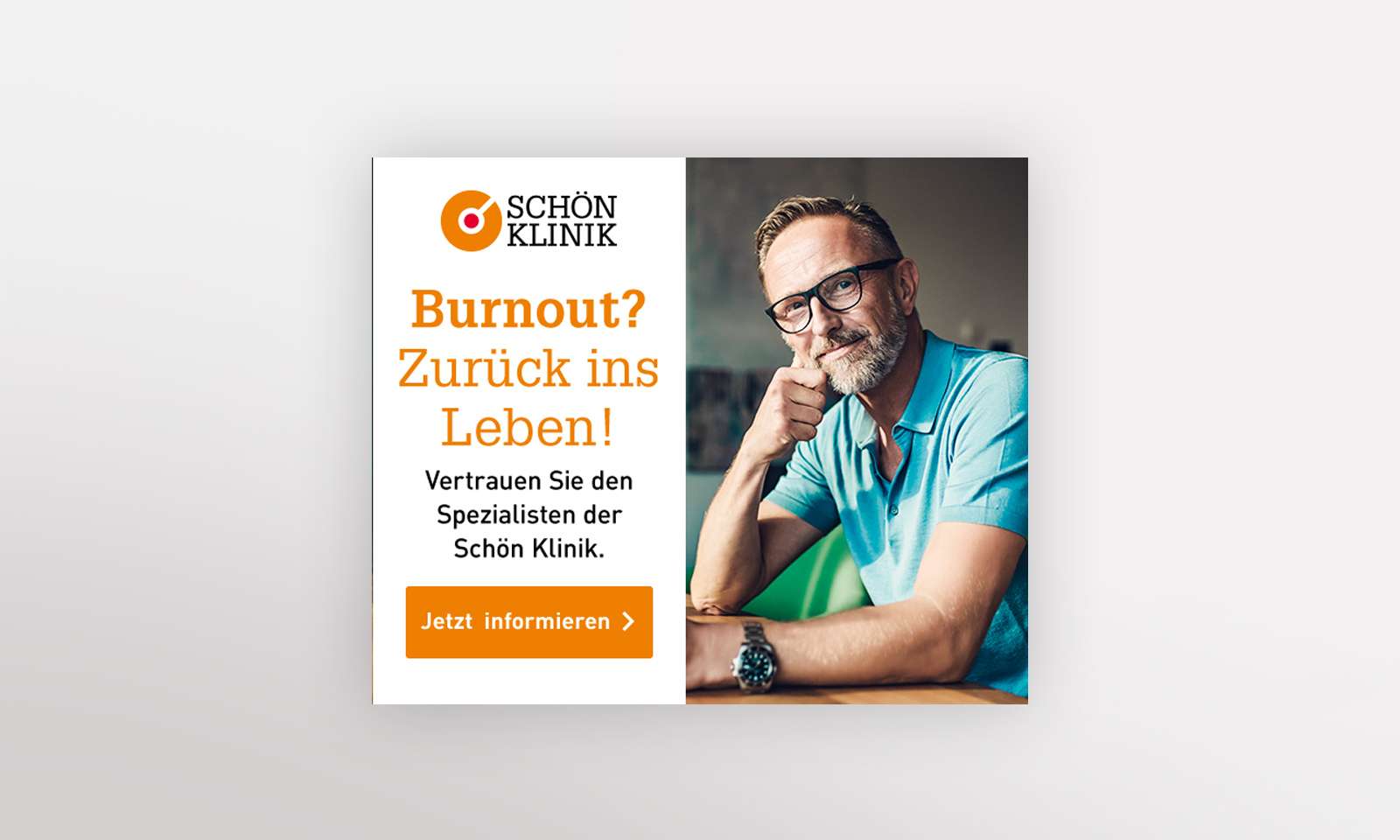 Screenshot of a Schön Klinik social ad on the topic of burnout