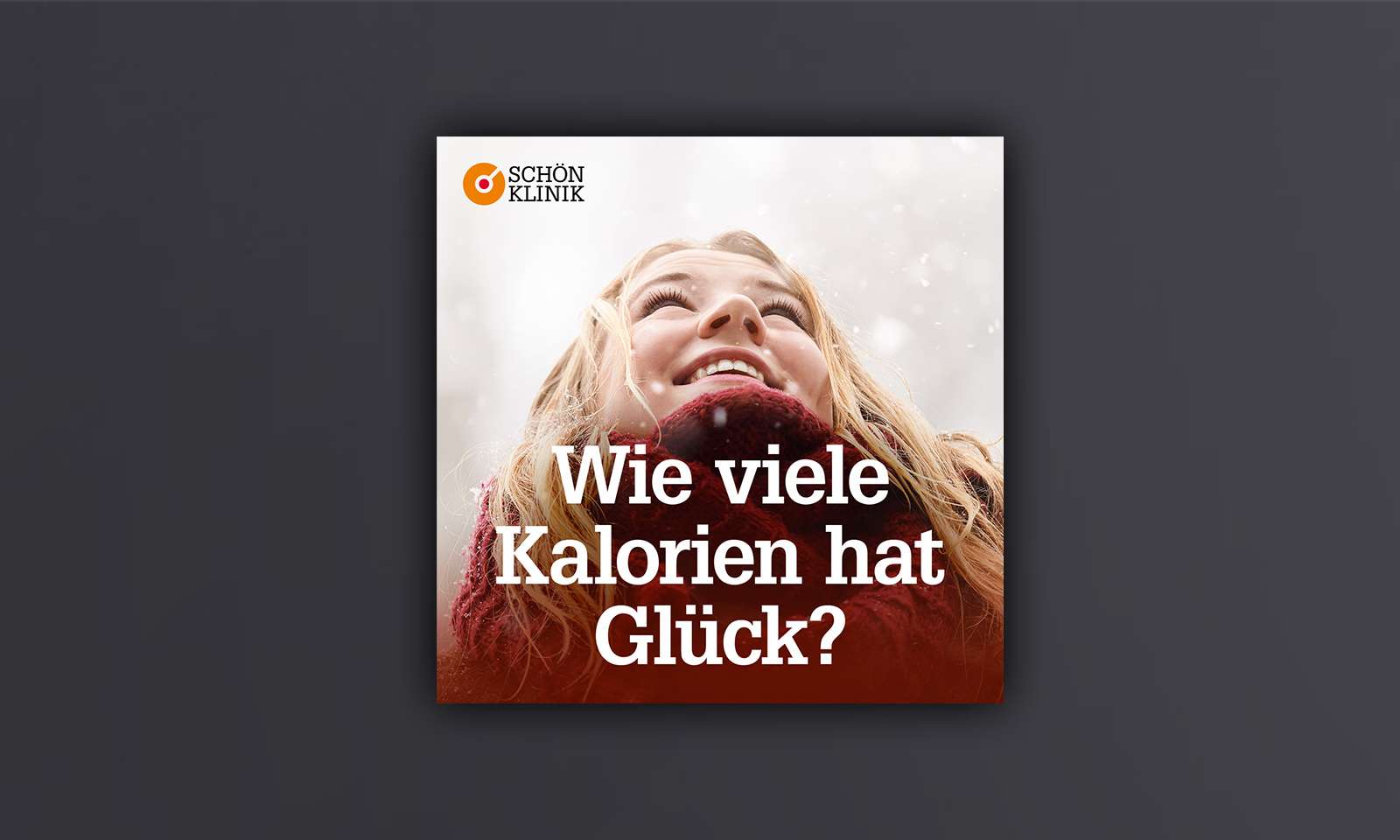 Screenshot of a Schön Klinik social ad on the topic of eating disorders with the text “how many calories does happiness have?”