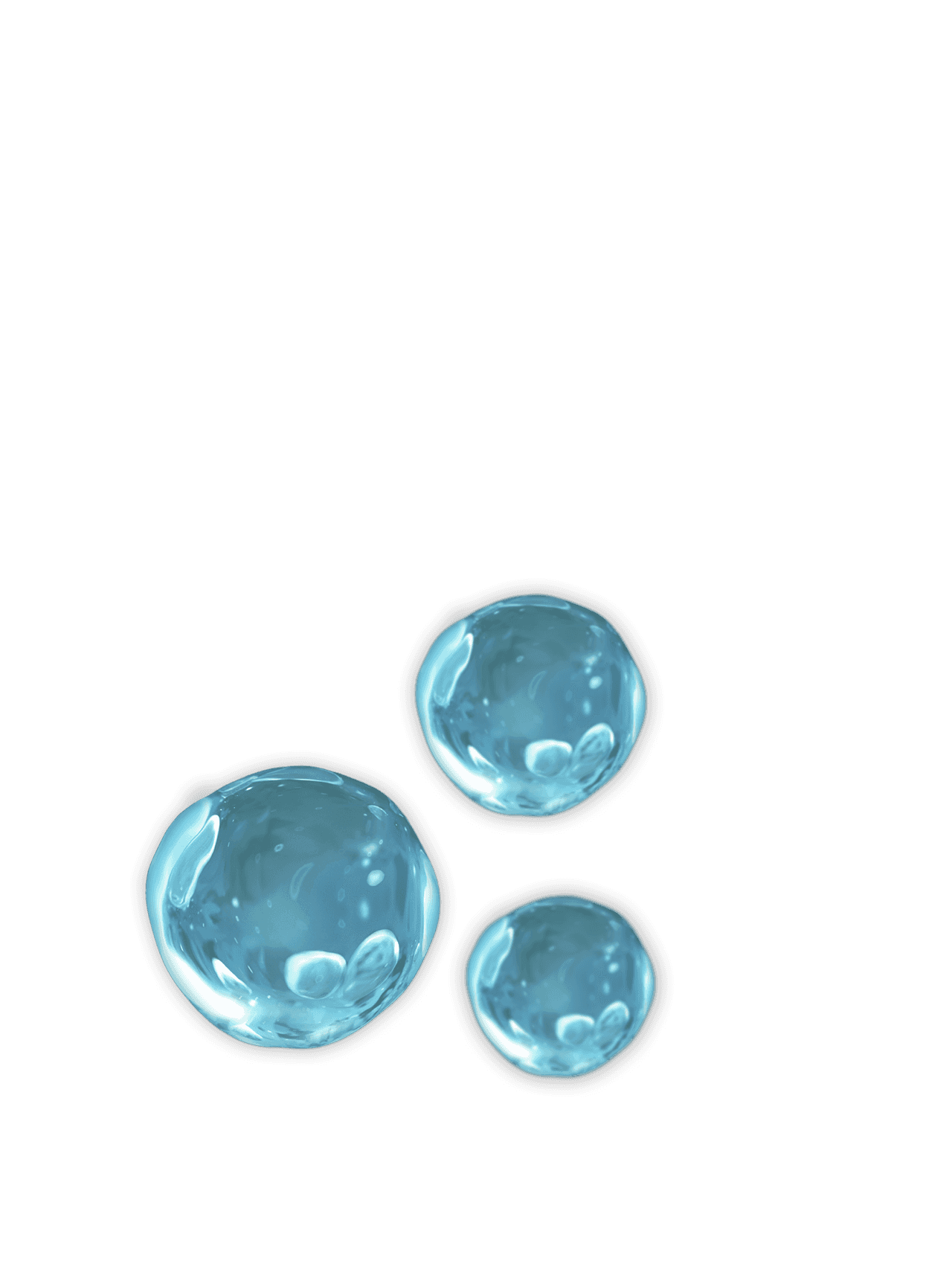 Three turquoise gel-bubbles.